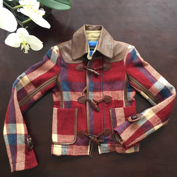 DSQUARED Jackets & Blazers - ⬇️$300 DSquared2  Plaid Moto Jacket w/Leather Trim